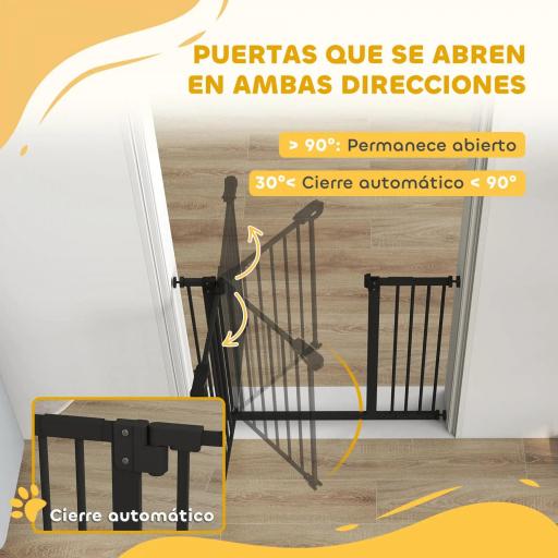 Barrera de Seguridad para Perros 74-94 cm con Extensión Montaje a Presión y Doble Bloqueo Negro [5]