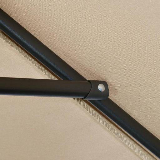 Sombrilla de Aluminio 200x300x253 cm Parasol Rectangular de Jardín Inclinable con Manivela y Poste Desmontable Caqui [6]