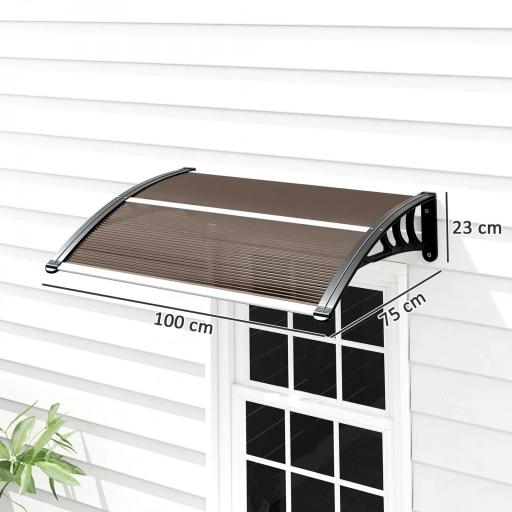 Marquesina Exterior para Puerta y Ventana 75x100 cm contra Sol y Lluvia con Soporte de Aleación de Aluminio Marrón [1]