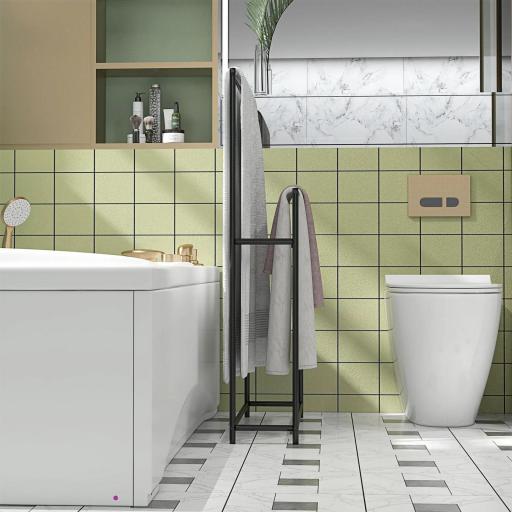 Toallero de Pie con 2 Barras y Marco Metálico Toallero de Baño Moderno 66x20x110 cm Negro [5]