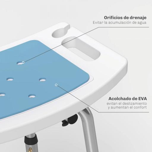 Silla Ducha Personas Mayores con Respaldo Altura Ajustable en 6 Posiciones Carga 136 kg para Ancianos y Discapacitados [8]