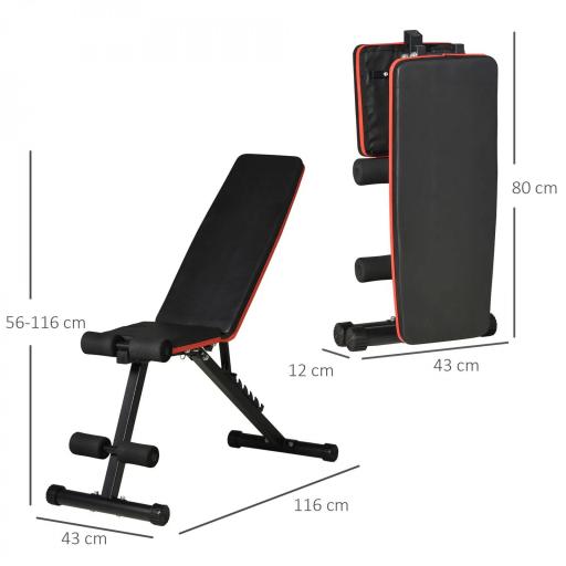 Banco de Pesas Plegable 2 en 1 Banco de Musculación de Acero con Altura Ajustable Respaldo Inclinable en 7 Posiciones para Entrenamiento en Hogar Gimnasio Carga 300 kg 116x43x56-116 cm Negro [1]