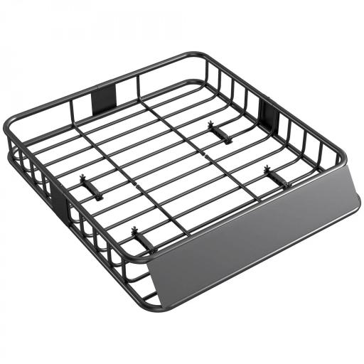 Cesta de Techo Universal para Vehículos de Acero Carga 90,7 kg con Deflector Barandillas 110,5x99,5x18,5 cm Negro [2]