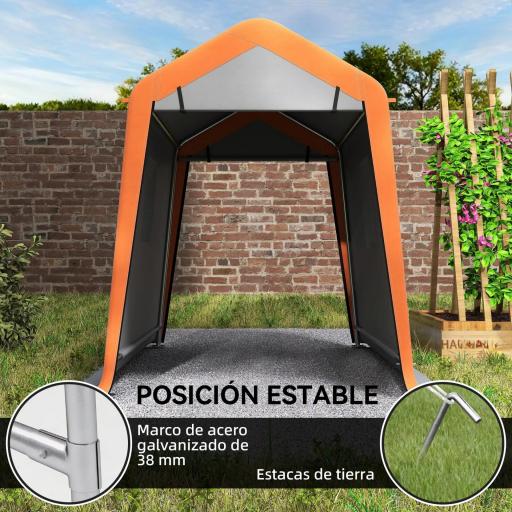 Carpa Garaje Portátil 2,4x1,8 m para Coche Impermeable con Puerta Enrollable con Cremallera Ventanas UPF30+ Gris Claro [4]