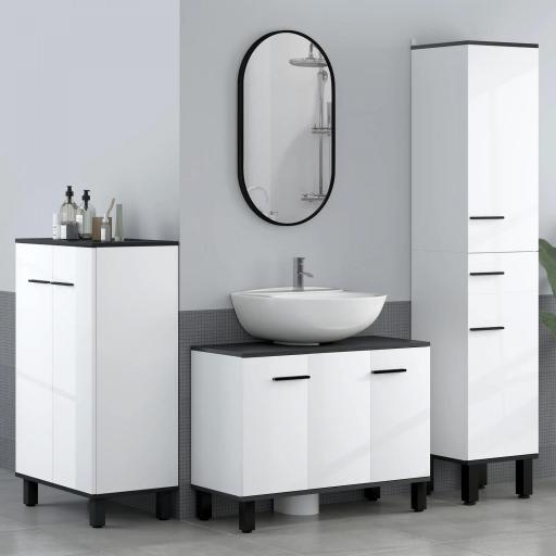 Mueble bajo Lavabo con 2 Puertas y Estantes Ajustables para Lavabo con o sin Pedestal 80x34x60 cm Blanco
