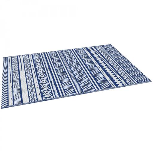 Alfombra Reversible 182x274 cm Estilo Moderno para Terraza Balcón Patio Camping Playa Azul Oscuro y Blanco [8]