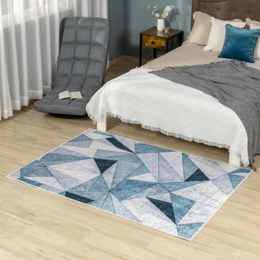 Alfombra de Salón Moderna de Terciopelo 230x160 cm Alfombra Geométrica con Base Antideslizante Multicolor [5]