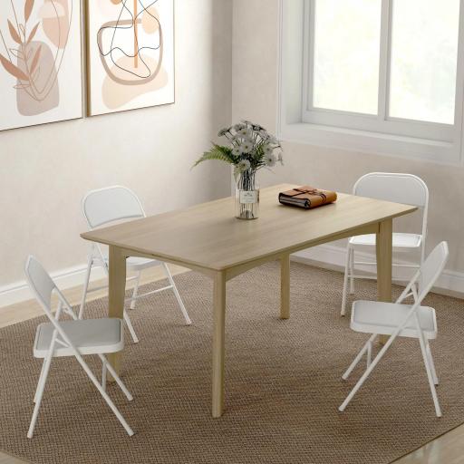 Juego de 4 Sillas Plegables Acolchadas con Respaldo y Estructura de Acero para Salón Comedor Cocina 45x46x78 cm Blanco [5]