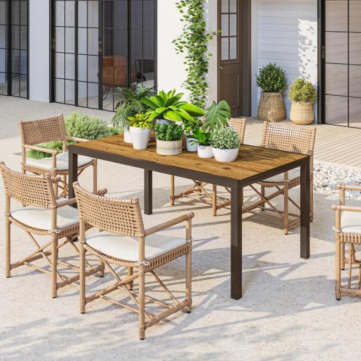 Mesa de Comedor Exterior Extensible de 160-240 cm para 6-8 Personas Mesa de Jardín Rectangular para Terraza Marrón [5]