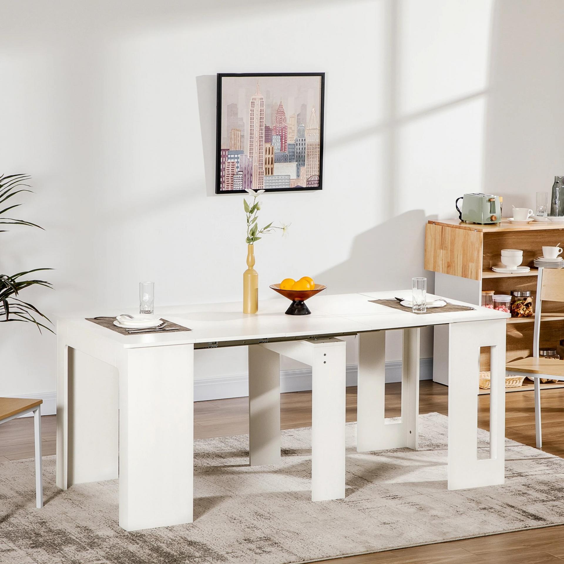 Mesa de Comedor Extensible para 4-6 Personas Mesa Auxiliar Multifuncional para Estudio Cocina 180x85x75 cm Blanco