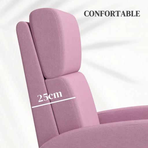Sillón Relax Reclinable hasta 160° Sofá Reclinable Moderno con Reposapiés Soporta hasta 120 kg 64x86x102 cm Rosa [5]