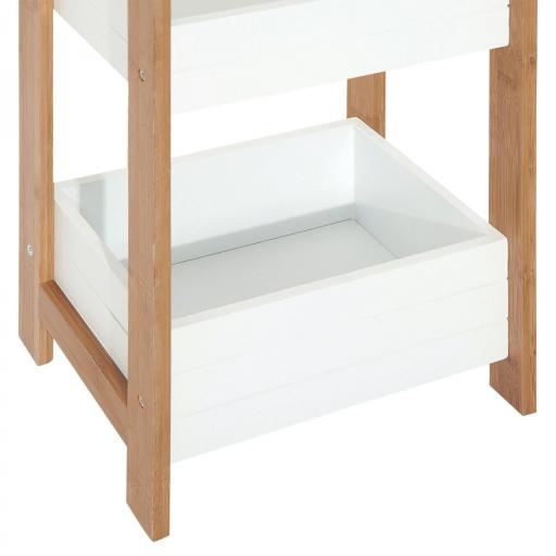 Estantería de Baño con 3 Estantes Organizador de Almacenaje Bambú para Cocina Sala de Estar Lavadero 27,5x20,8x74 cm Color Blanco y Natural [5]