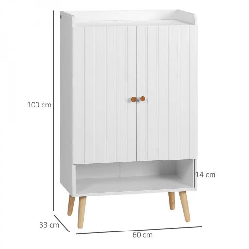 Mueble Zapatero con 2 Puertas Armario de Zapatos para 15 Pares de Zapatos para Pasillo Entrada 60x33x100cm Blanco [1]