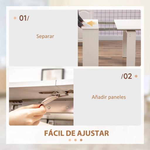 Mesa de Comedor Plegable Alas Abatibles con Ruedas y 2 Cajones Mesa de Cocina Pequeña Estilo Moderno 120x80x75 cm Blanco [4]