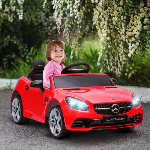 Coche Eléctrico para Niños de +3 Años Mercedes SLC 300 con Batería 12V Mando a Distancia Faros LED Bocina Música Rojo