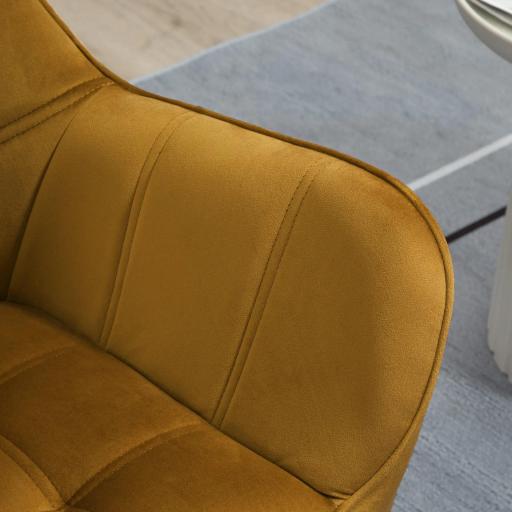 Butaca de Salón Moderna Tapizado en Terciopelo con Asiento Ancho Patas de Madera para Sala de Estar Amarillo [4]