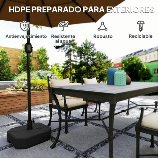 Base para Sombrilla Cuadrada Soporte de Parasol de Postes Ø38 mm Ø48 mm Rellenable de Arena 25 kg o Agua 20 kg Negro [4]