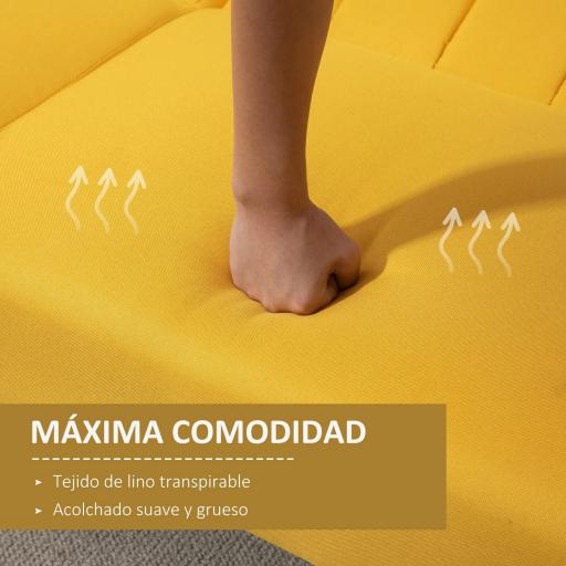 Sofá Cama de 3 Plazas Moderno 173x75x73 cm Sofá Cama Plegable Tapizado en Lino Sintético con Respaldo Ajustable en 3 Niveles y Reposabrazos Desmontables para Salón Oficina Amarillo [2]