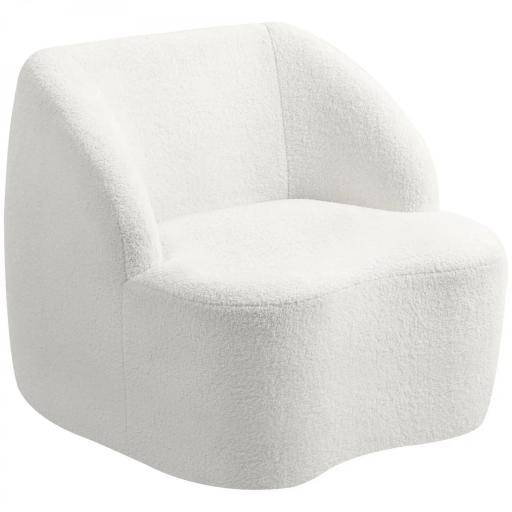 Sillón de Lectura Tapizado en Borreguito Diseño Curvo Acolchado Grueso No Requiere Montaje Crema [8]