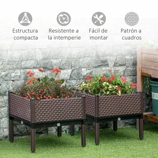 Juego de 2 Jardineras Exterior Grandes de Acero Galvanizado Huertos Urbanos para Terraza Jardín 100x50x30 cm Verde [5]