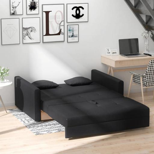 Sofá Cama de 2 Plazas Sofá Cama Tapizado en Poli Algodón con 2 Cojines Desmontables y Espacio de Almacenamiento Sofá Doble para Salón Oficina 152x101x81 cm Gris Carbón [8]