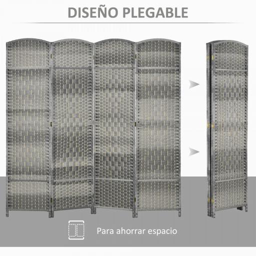 Separador de Ambientes de 4 Paneles Biombo Plegable 180x180 cm Pantalla de Privacidad de Polipropileno Gris Mixto [6]