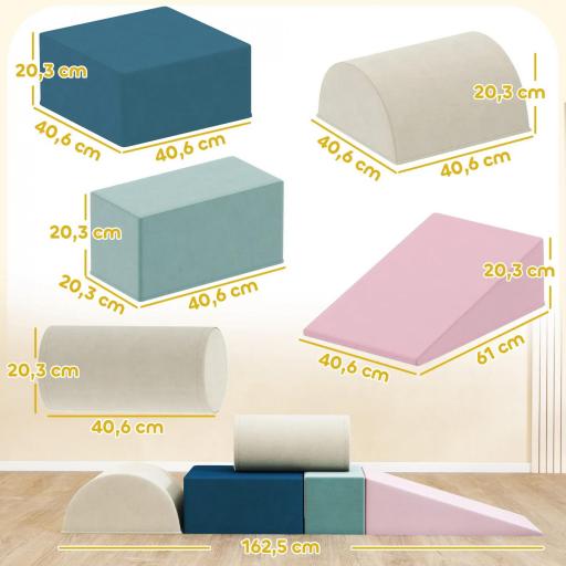 Juego de 5 Bloques de Espuma para Niños Bloques de Psicomotricidad Infantil con Base Antideslizante Funda Extraíble [1]