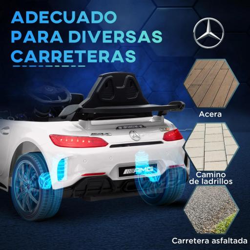 Coche Eléctrico para Niños de +3 Años Mercedes-Benz AMG GTR con Batería 12V Mando a Distancia Faros Bocina Música Blanco [5]