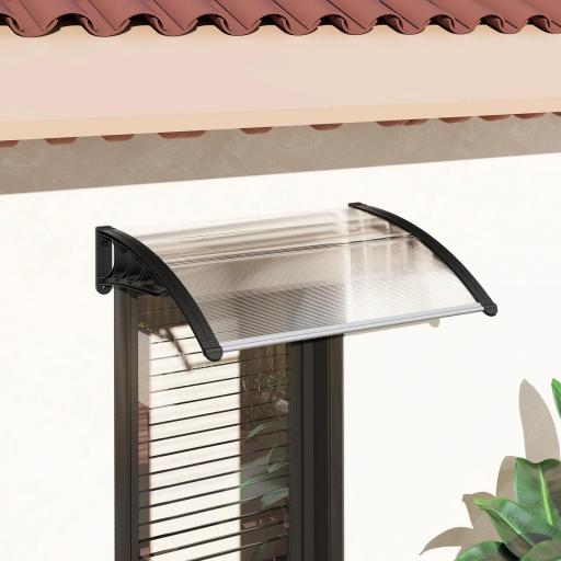 Marquesina Exterior para Puerta y Ventana 75x100 cm contra Sol y Lluvia con Soporte de Aleación de Aluminio Transparente [7]