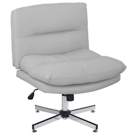 Silla de Oficina sin Brazos con Altura Ajustable Función de Basculante Base Cruzada y Asiento Amplio Gris [8]