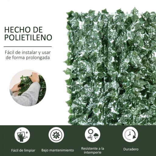 Seto Artificial Ocultación Jardín en Rollo 3x1,5 m Valla de Privacidad de Hiedra Artificial para Balcón Exterior [4]