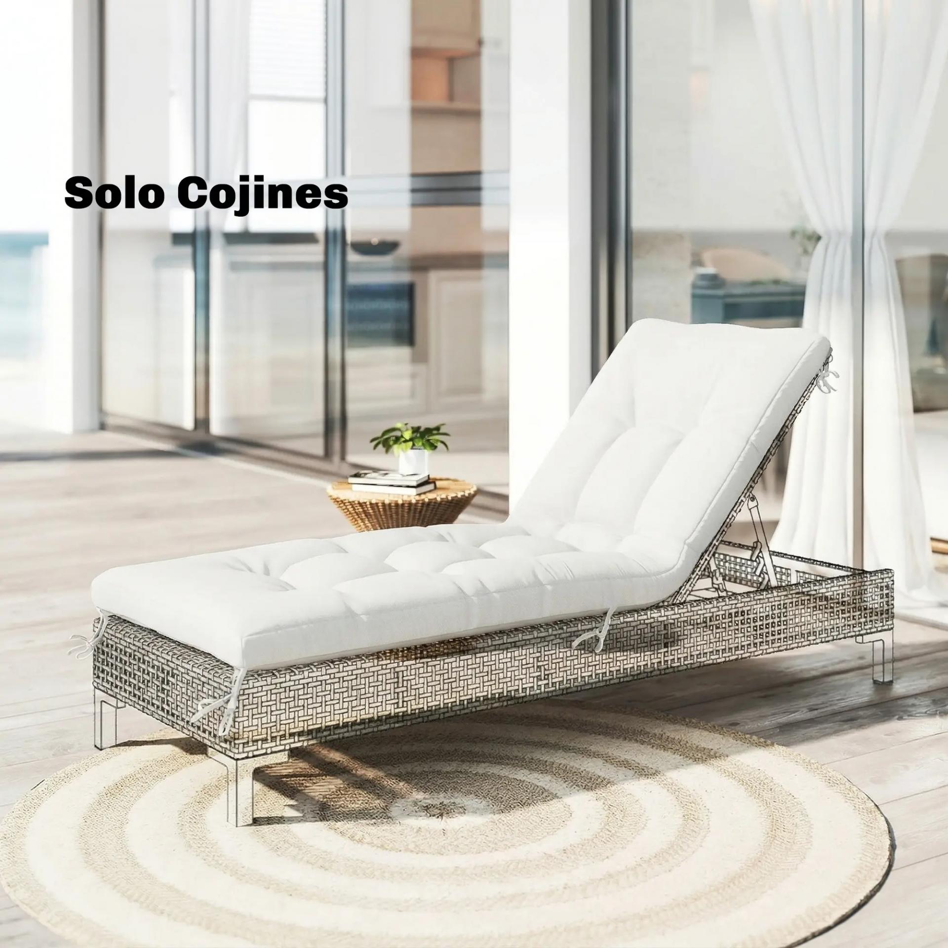 Cojín para Banco Exterior con Correas de Sujeción Protección UV50+ Rebote Lento Interior Exterior 198x65x13 cm Crema