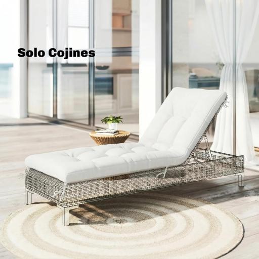 Cojín para Banco Exterior con Correas de Sujeción Protección UV50+ Rebote Lento Interior Exterior 198x65x13 cm Crema