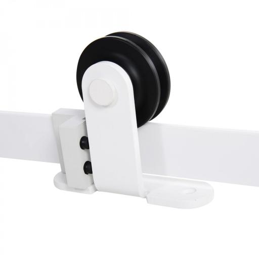 183 cm Herraje para Puerta Corredera Kit de Accesorios para Puerta Corrediza de Madera con Guía de Suelo Riel de Acero al Carbono Blanco [6]