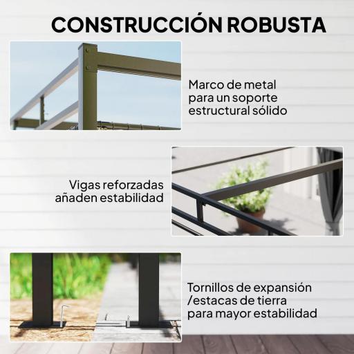 Pérgola de Jardín 3x3 m con Techo Retráctil y Cortinas Protección UV30+ Estructura Metálica para Patio Terraza Gris [6]