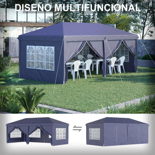 Carpa Plegable 6x3x2,7 m con 4 Paneles 4 Ventanas 2 Puertas 1 Bolsa Anti-UV y 12 Orificios de Drenaje Azul [2]