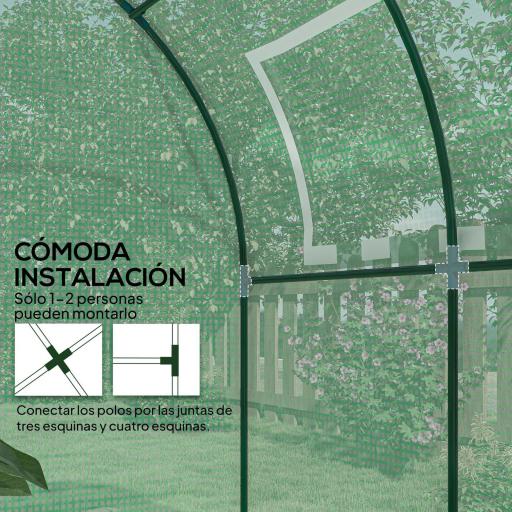 Invernadero de Jardín 180x180x200 cm Invernadero de Túnel Pequeño con Puerta Enrollable y Ventana de Malla Verde [5]