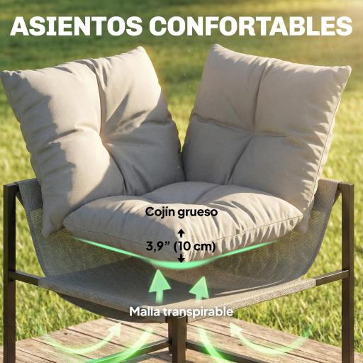 Conjunto de Jardín Exterior con Cojines Gruesos 2 Sofás de 2 Plazas Sofá de Esquina y Mesa de Centro de Vidrio Gris [6]