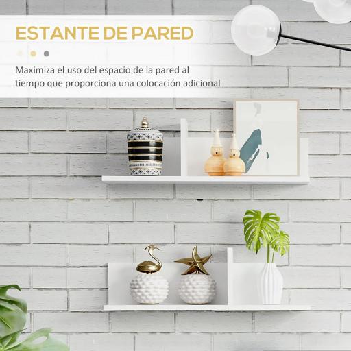 Mueble de Salón para TV con Mesa para Televisor 180x33,5x42 cm y 2 Estantes de Pared 65x20x20 cm Blanco [4]