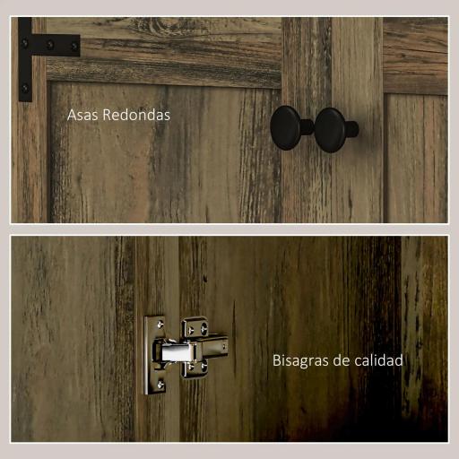 Alacena de Cocina con 2 Puertas y Estantes Ajustables para Comedor Salón 78x31,5x182 cm Marrón Grisáceo [6]