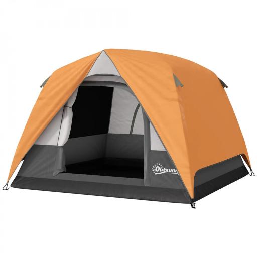 Tienda de Camping para 4 Personas Impermeable Fácil Instalación y Bolsa de Transporte Incluida 200x200x135 cm Gris [7]
