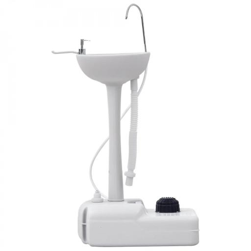 Lavamanos Portátil Estación de Lavado para Actividades al Aire Libre y Camping con Tanque de Agua de 17L Dispensador de Jabón Toallero y 2 Ruedas HDPE para Eventos, Reuniones Gris Claro [5]