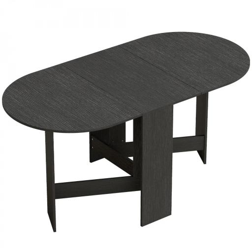 Mesa de Cocina Plegable con Alas Abatibles Mesa de Cocina Plegable de Forma Ovalada Estilo Moderno 163x80x75 cm Negro [8]