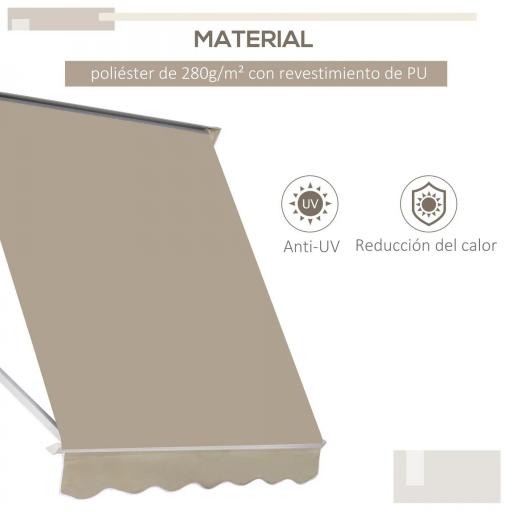 Toldo Retráctil de Exterior con Marco de Aluminio Ángulo Ajustable Protección UV e Impermeable 180x70 cm Beige [2]