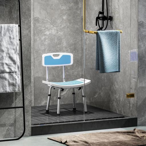 Silla Ducha Personas Mayores con Respaldo Altura Ajustable en 6 Posiciones Carga 136 kg para Ancianos y Discapacitados [9]