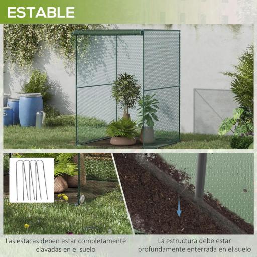 Jaula de Cultivo para Plantas 120x120x180 cm con Puerta Enrollable y Marco de Acero para Jardín Terraza Color Verde [3]
