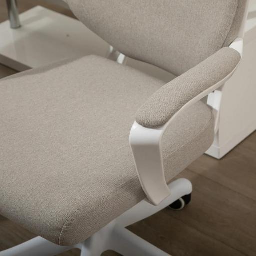Silla de Escritorio Giratoria Silla de Oficina Basculante con Reposabrazos y Altura Ajustable 62x69x92-100 cm Beige [7]