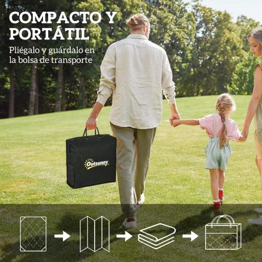 Alfombra de Exterior Reversible 182x274 cm con Patrón Geométrico Impermeable con Bolsa Blanco y Negro [2]