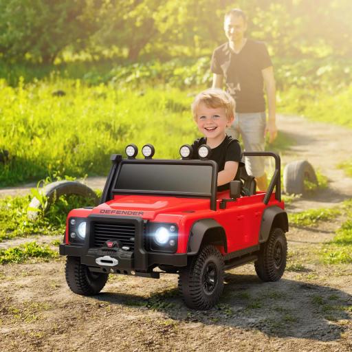 Coche Eléctrico para Niños con Licencia Land Rover 12V Control Remoto Sistema de Suspensión USB MP3 Faros Rojo