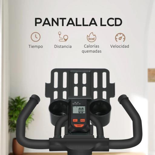 Bici Estática con Resistencia Regulable Volante de Inercia 8 kg Pantalla LCD Manillar y Asiento Ajustable Negro y Rojo [2]